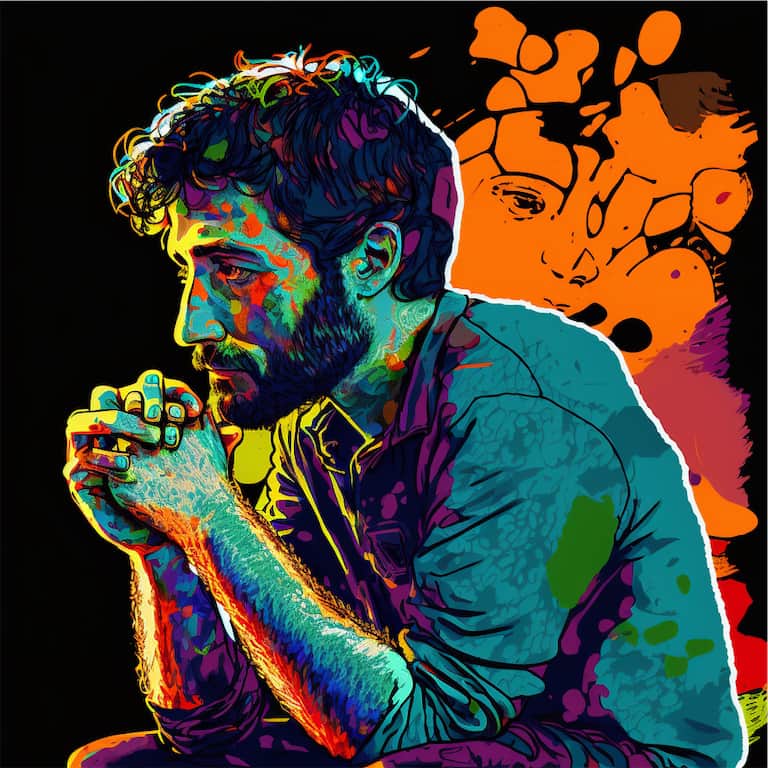 barcud Graphic Novel Colorful 2 Dimensional RGB man sitting pen 3bd02c00 3103 4e84 b3e1 300c72a241a9